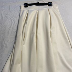 Ivory pleated midi skirt
